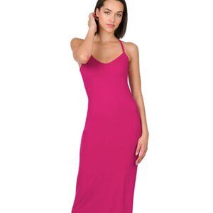 BRUSHED DTY THIN STRAP RACERBACK V-NECK MAXI DRESS